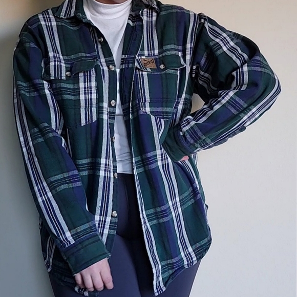 Vintage Eddie Bauer Sport Shop Button Up Cotton Flannel Shirt - Picture 3 of 11